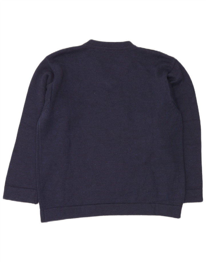 SISLEY Herren-Pullover mit V-Ausschnitt, groß, marineblaue Wolle