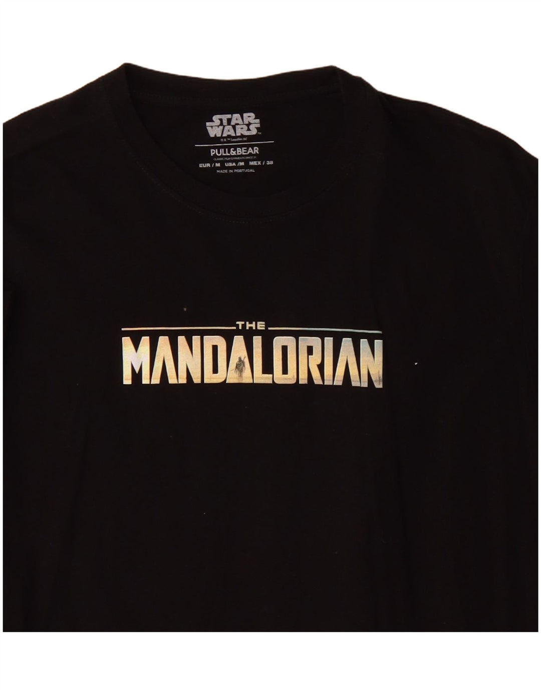 Pull & Bear Herren-T-Shirt mit Grafik, mittelschwarze Baumwolle