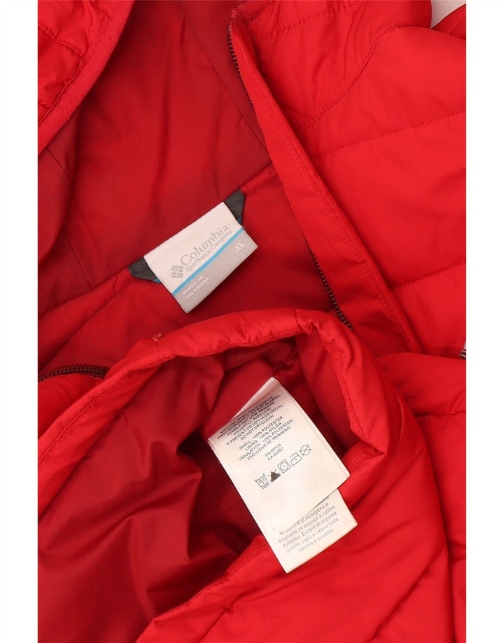 Columbia Damen-Jacke mit Kapuze, gepolstert, UK 18, XL, Rot, Polyester