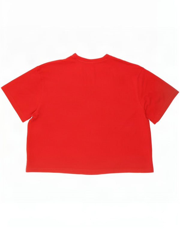 Adidas Damen Crop Oversized Graphic T-Shirt Top UK 28/30 3XL Rote Baumwolle