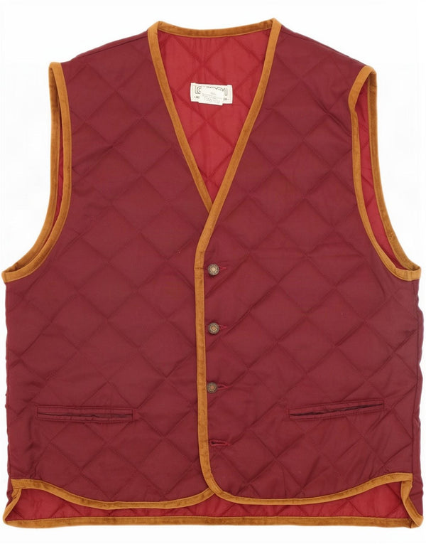 Vintage Herren Steppweste UK 42 XL Burgund Polyamid