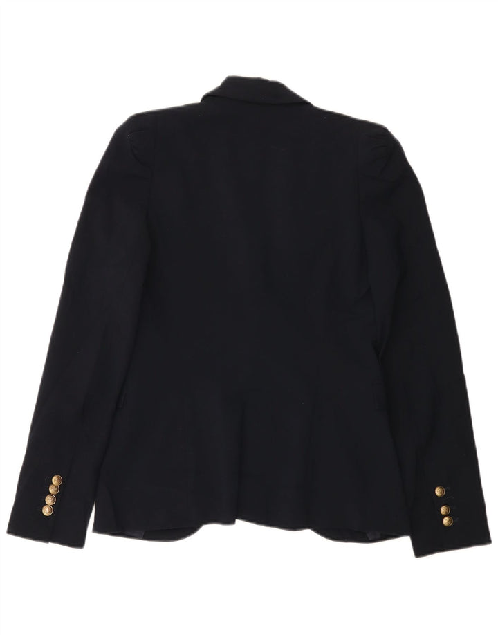 Zara Damen 1-Knopf-Blazerjacke UK 6 XS Marineblau Polyester