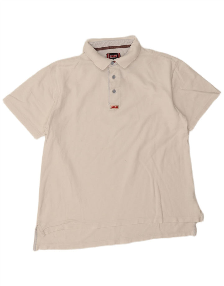 Slam Herren-Poloshirt, groß, aus weißer Baumwolle