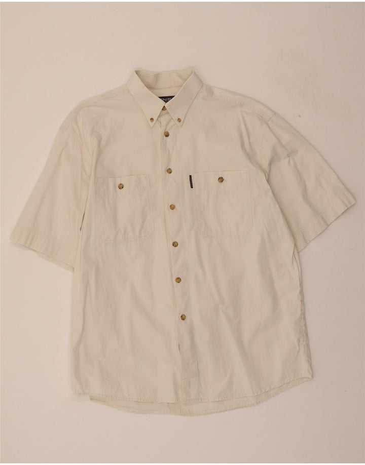 TENSON Mens Short Sleeve Shirt XL White Vintage Tenson and Second-Hand Tenson from Messina Hembry 