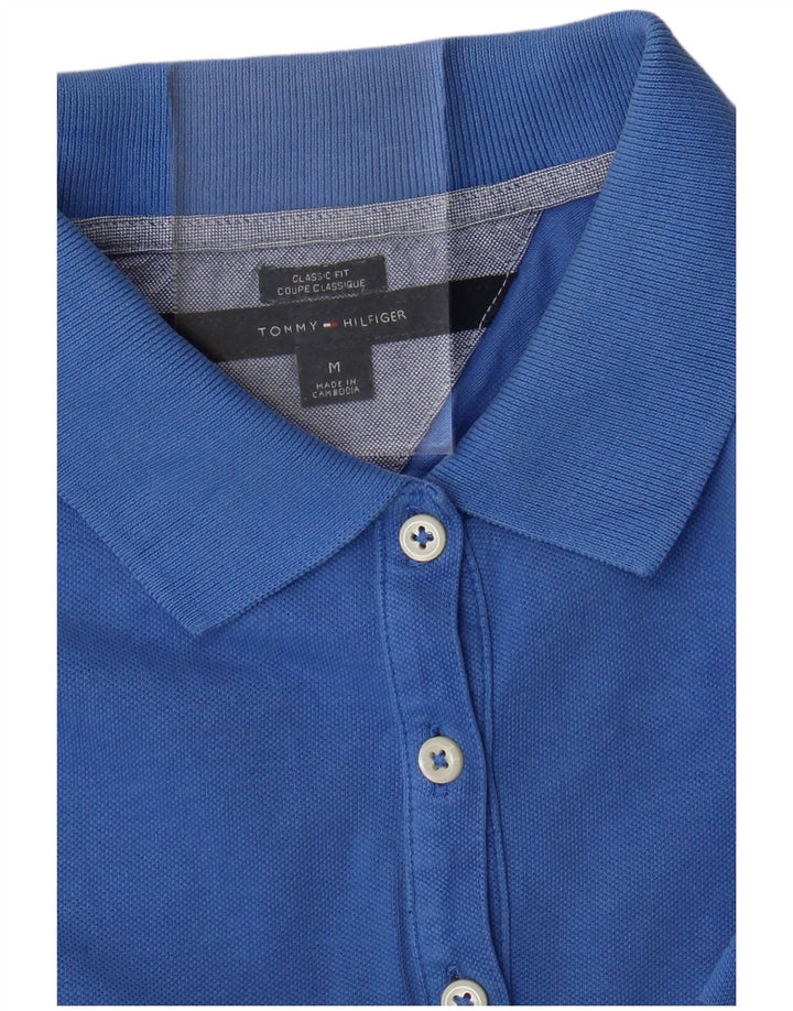 TOMMY HILFIGER Damen-Poloshirt mit klassischer Passform, UK 12, Mittelblau