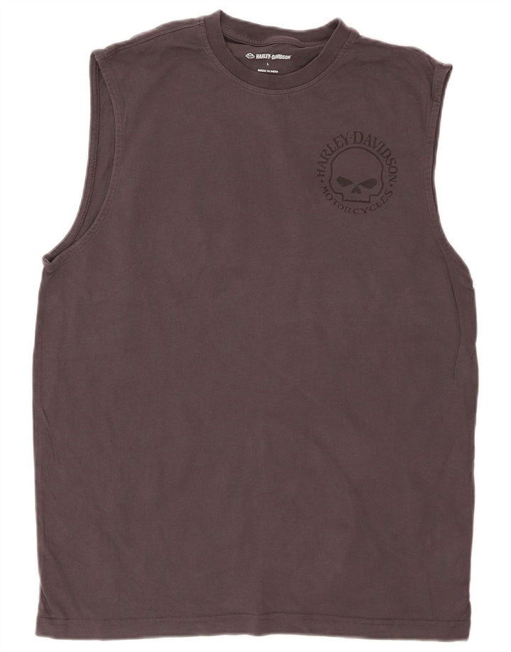 HARLEY DAVIDSON Mens Graphic Vest Top Large Grey