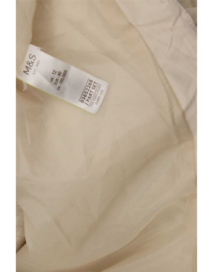 Marks & Spencer Damen-Steppjacke mit Kapuze, UK 12, Mittelweiß, Polyester