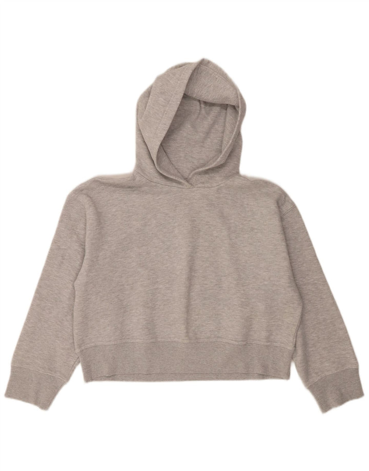 Zara Damen Crop Oversized Hoodie Pullover UK 14 Mittelgrau