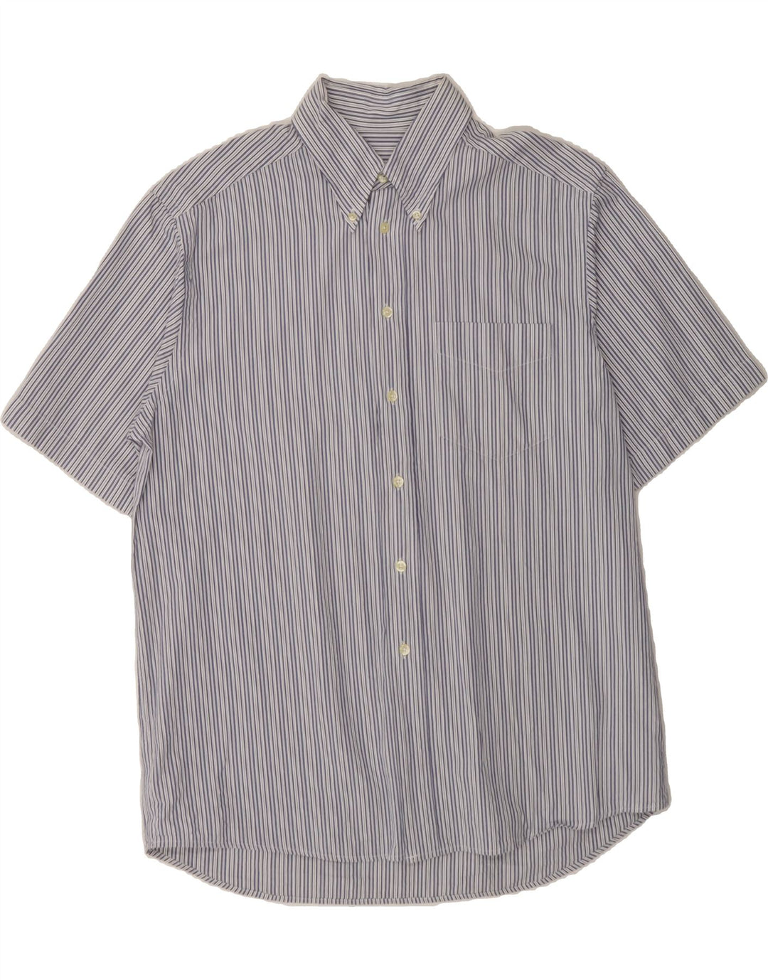 HUGO BOSS Mens Short Sleeve Shirt Large Blue Striped Cotton Vintage Hugo Boss and Second-Hand Hugo Boss from Messina Hembry 