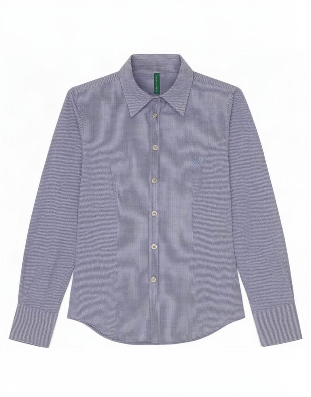 Benetton Damenhemd UK 10 Small Blue Gingham