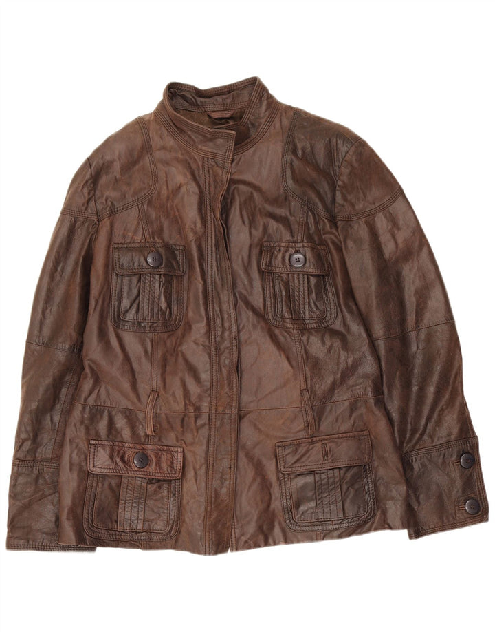 Helium Damen Leder-Utility-Jacke UK 18 XL Braun