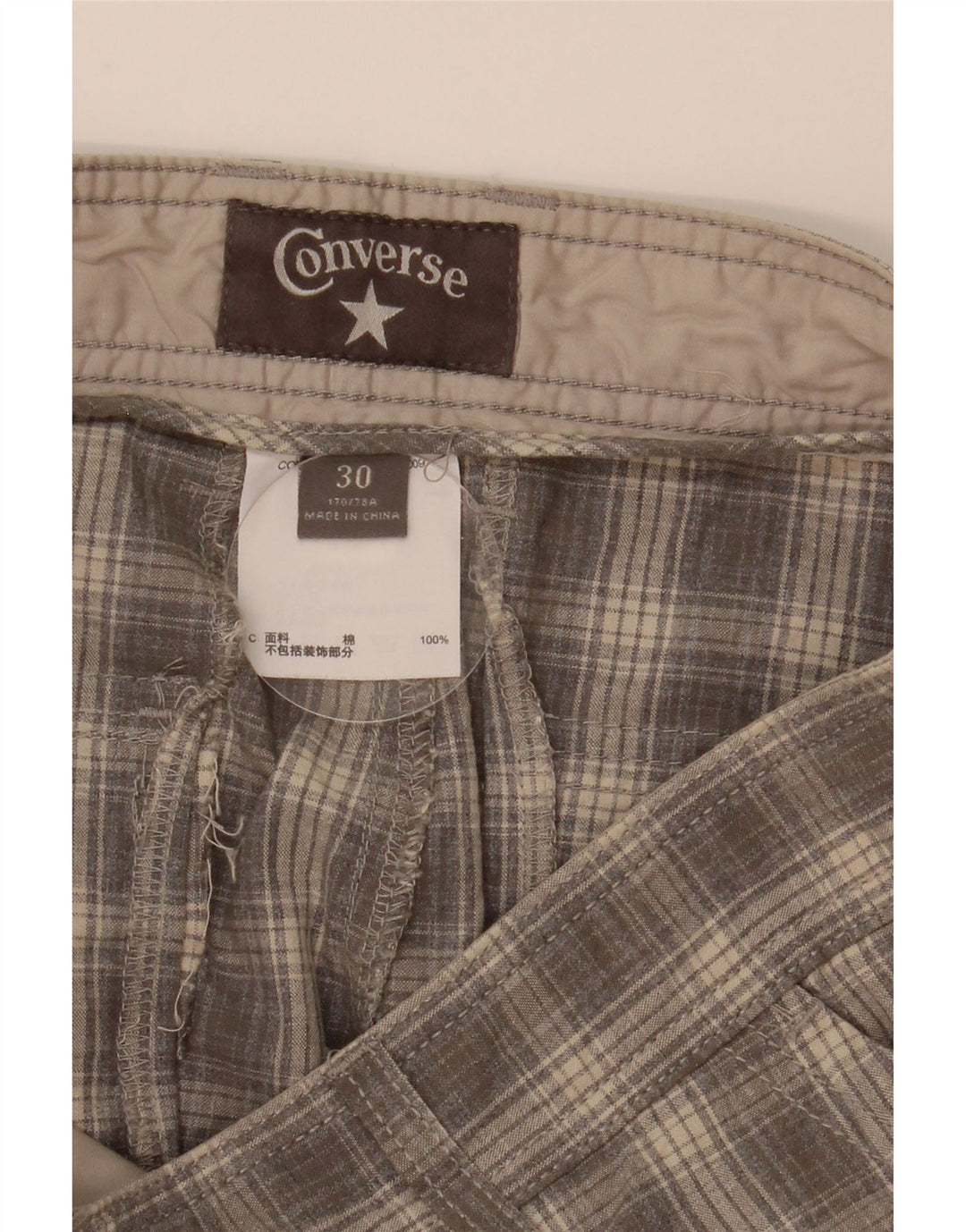 Converse Herren Cargoshorts W30 Mittelgrau kariert