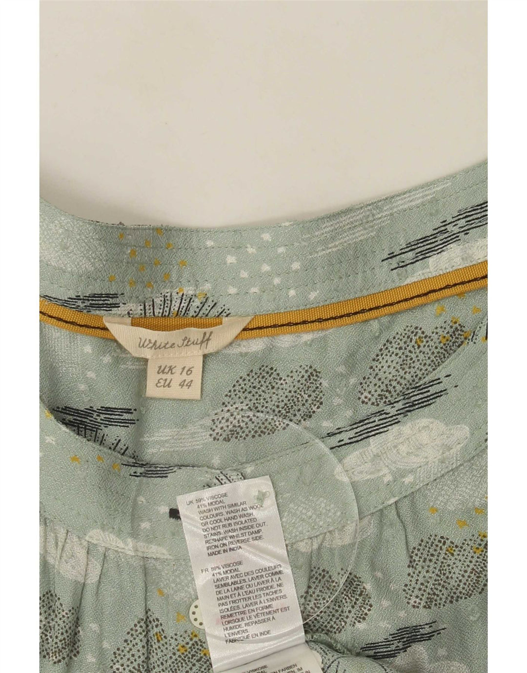White Stuff Damen-Hemdbluse mit abstraktem Muster, Größe 40, Grün