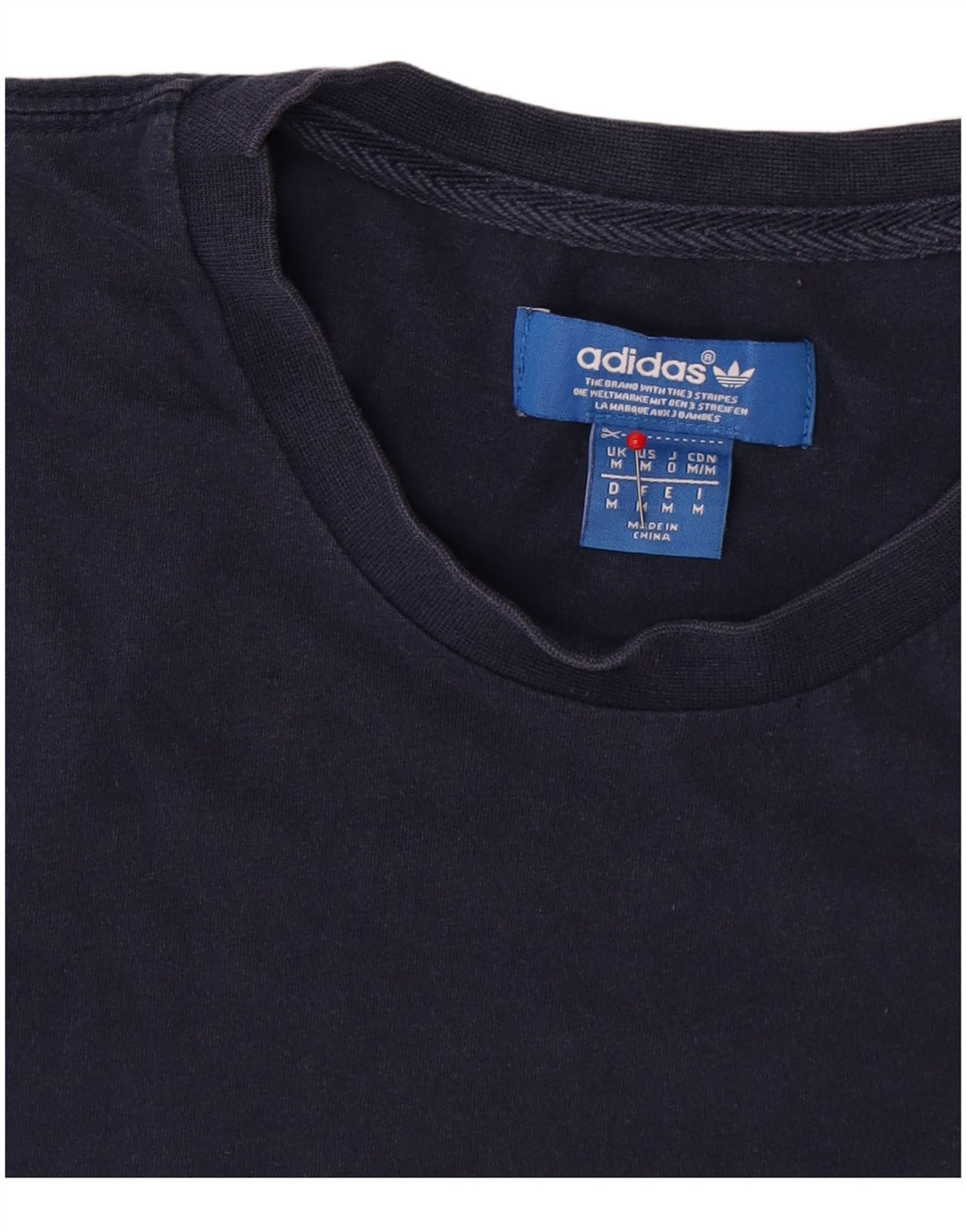 Adidas Herren T-Shirt Top Medium Marineblau gestreift aus Baumwolle
