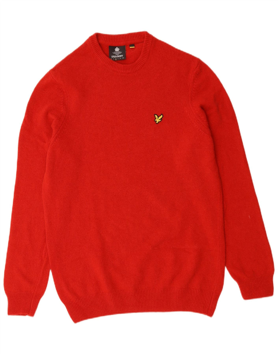 LYLE & SCOTT Herren-Pullover mit Rundhalsausschnitt, mittelrote Wolle