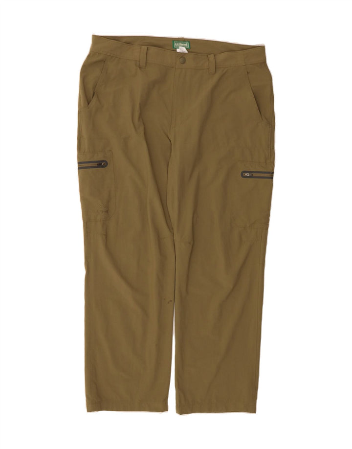 L.L.BEAN Womens Straight Cargo Trousers W38 L30 Khaki Nylon Vintage L.L.Bean and Second-Hand L.L.Bean from Messina Hembry 