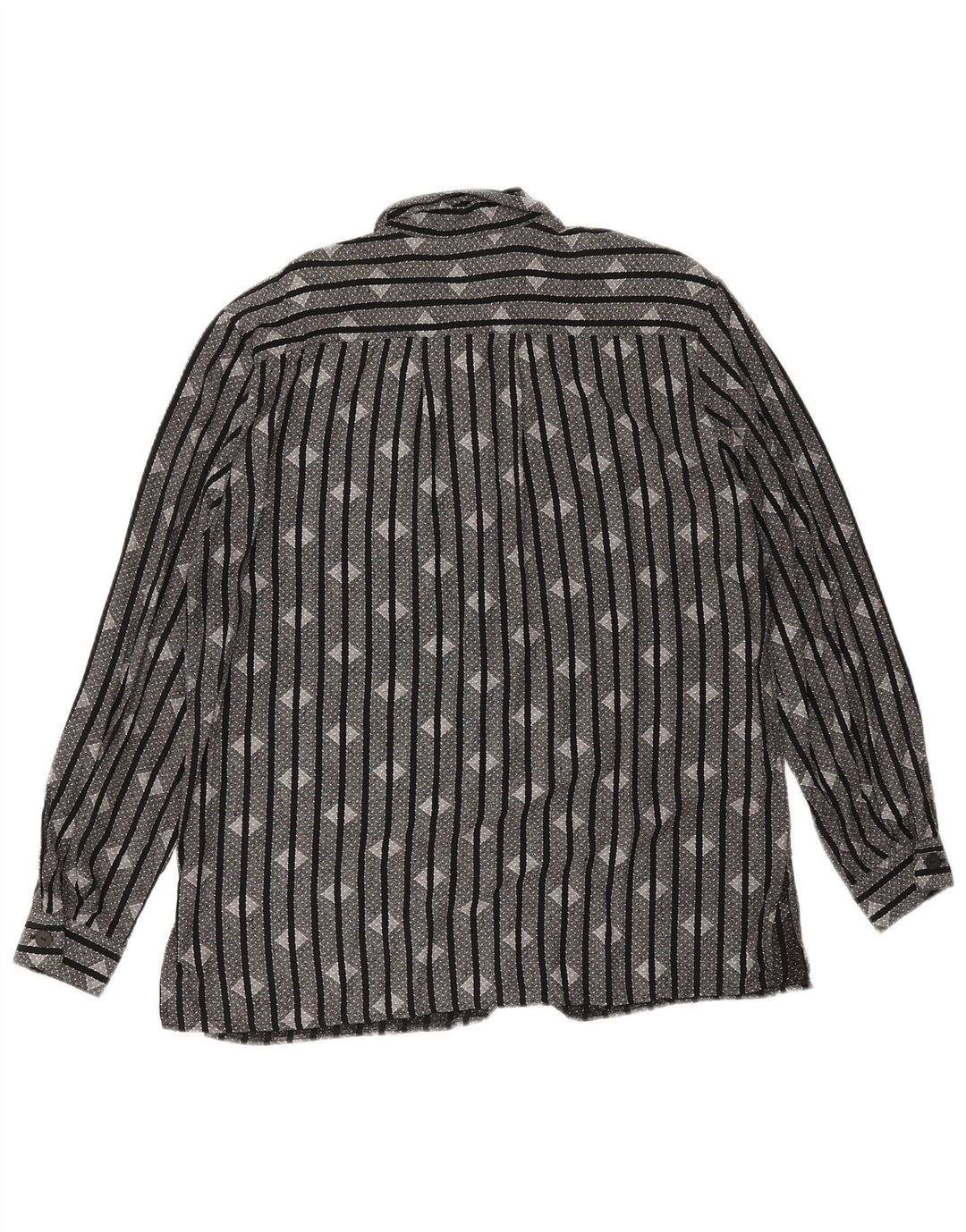 Vintage Damen Shirt UK 16 Groß Schwarz gestreift