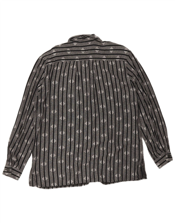 Vintage Damen Shirt UK 16 Groß Schwarz gestreift