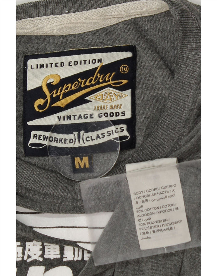 SUPERDRY Herren Grafik-T-Shirt-Oberteil aus mittelgrauer Baumwolle