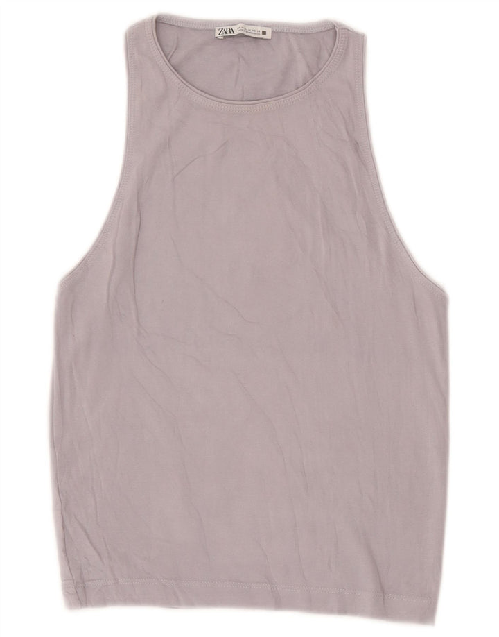 Zara Damen Weste Top UK 12 Mittelgrau