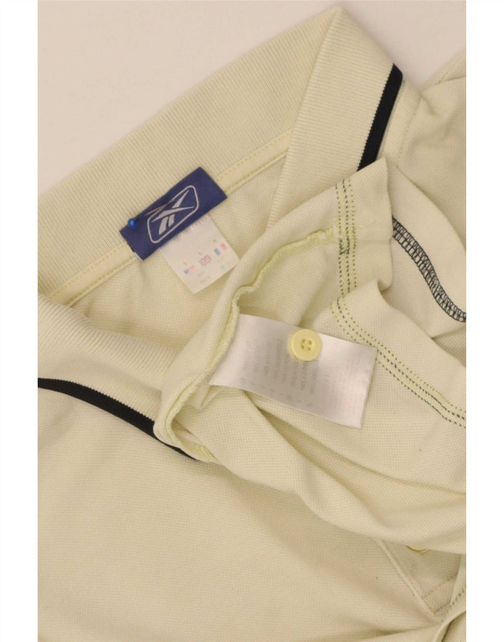Reebok Herren-Poloshirt, groß, gelb gestreift, Baumwolle