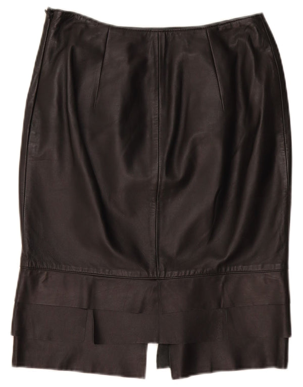 ROBERTA SCARPA Damen Rock mit hoher Taille US 6 Medium W26 Schwarzes Leder