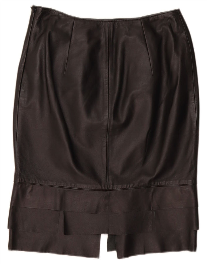 ROBERTA SCARPA Damen Rock mit hoher Taille US 6 Medium W26 Schwarzes Leder