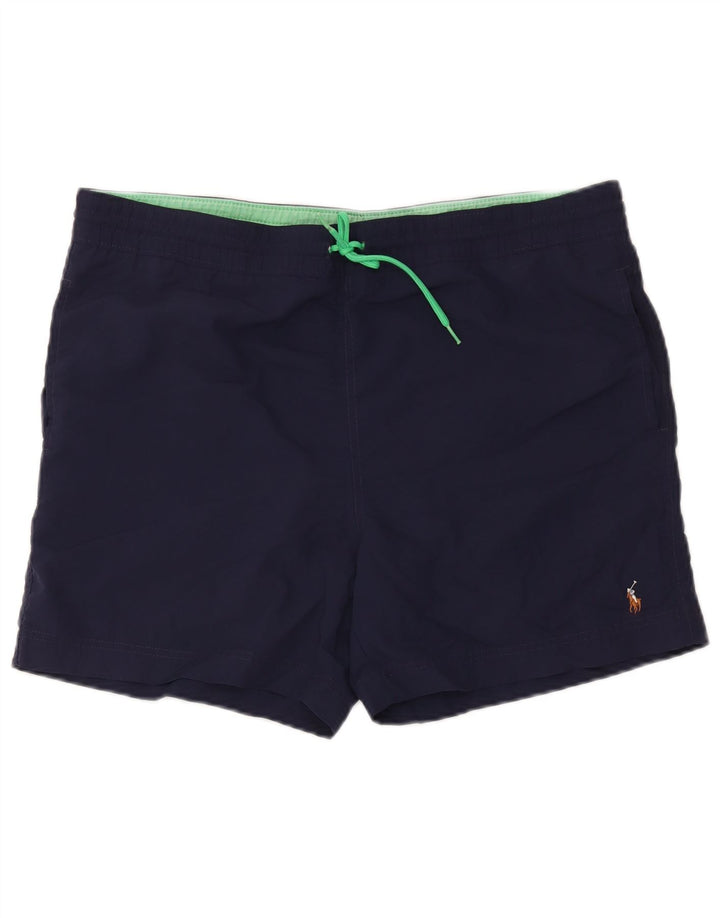 Polo Ralph Lauren Herren-Badeshorts aus mittelblauem Nylon in Marineblau