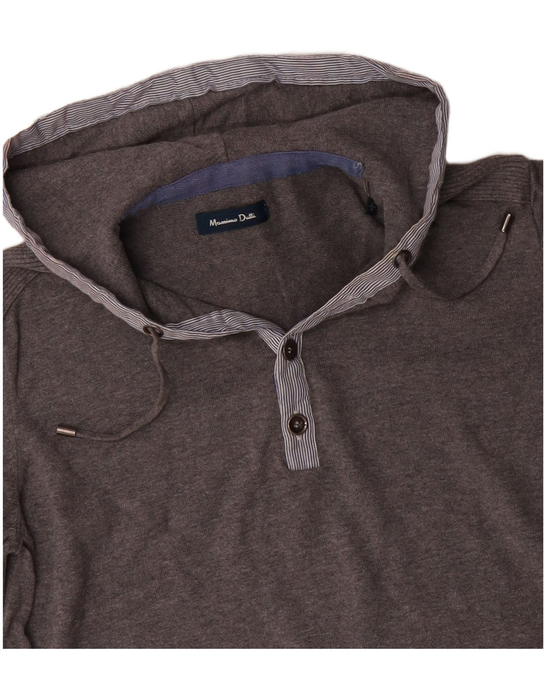 MASSIMO DUTTI Herren-Kapuzenpullover, groß, graue Baumwolle