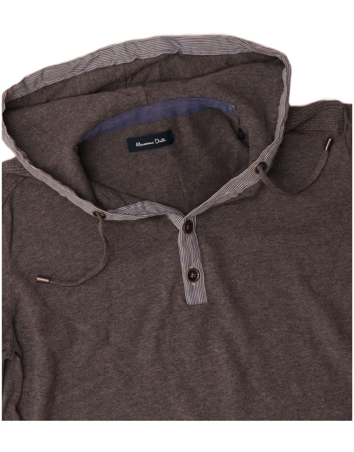 MASSIMO DUTTI Herren-Kapuzenpullover, groß, graue Baumwolle
