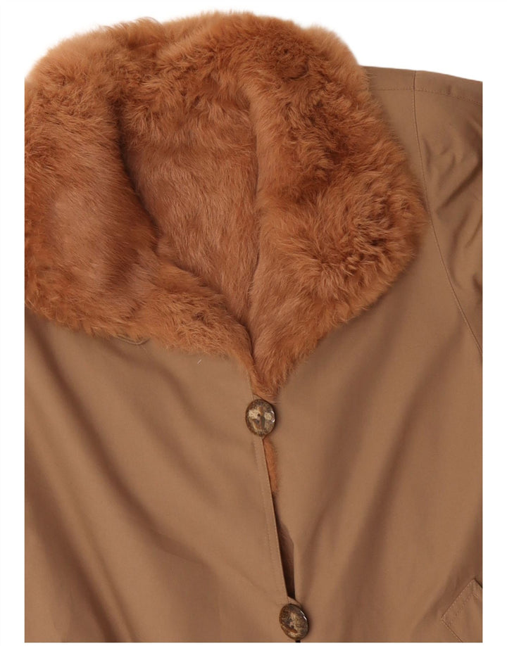 Vintage Damen Sherpa Overcoat UK 14 Groß Beige Polyester