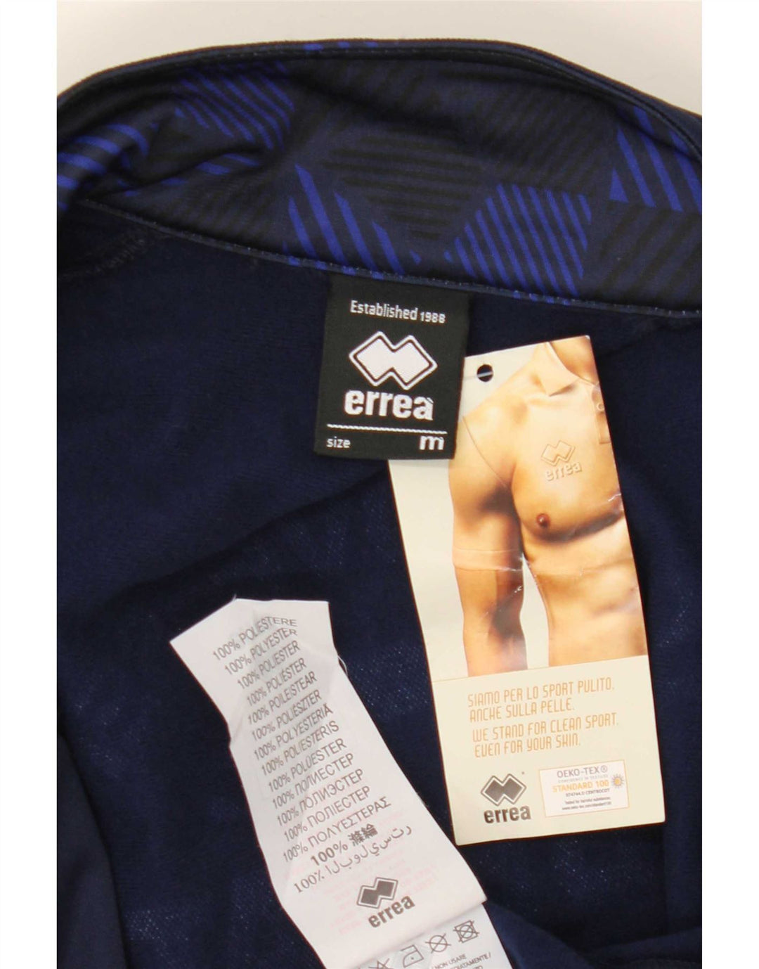 Errea Herren-Trainingsanzugoberteil mit Grafik, mittleres Marineblau, Polyester