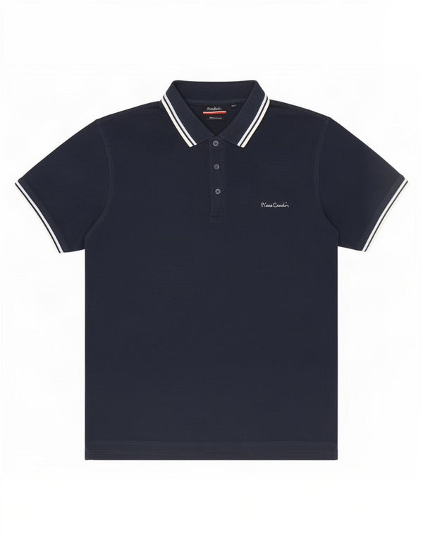 Pierre Cardin Herren-Poloshirt mit normaler Passform, 2XL, marineblau, gestreift, Baumwolle