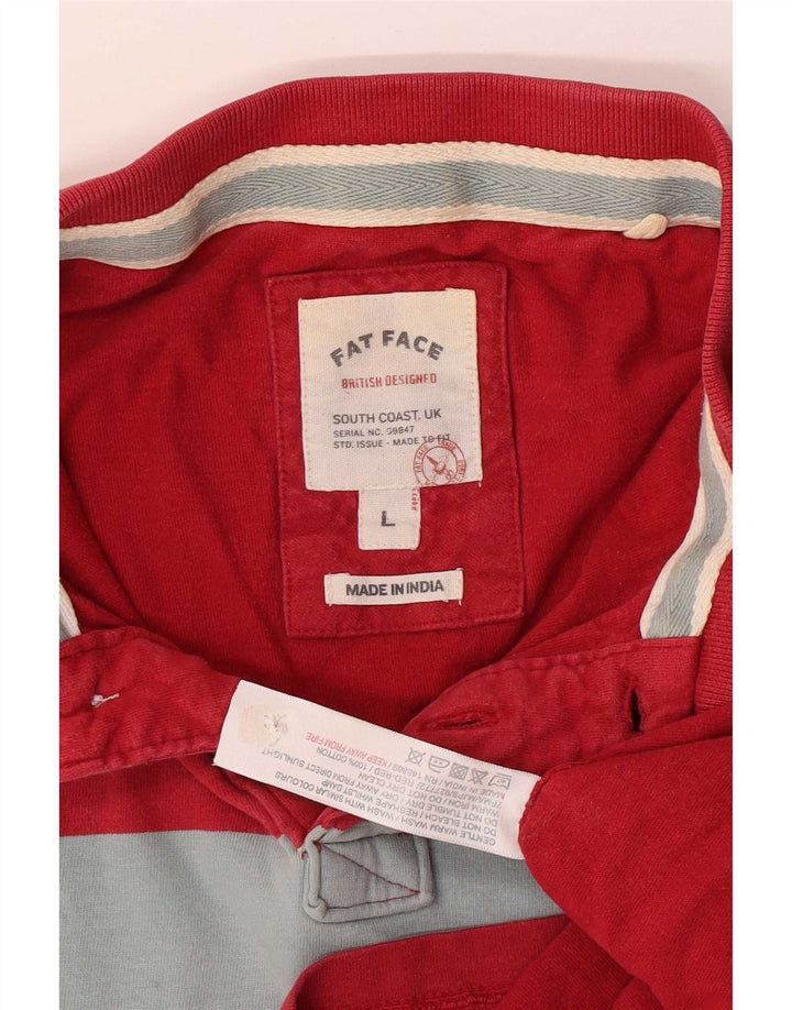 Fat Face Herren-Poloshirt, groß, rot gestreift, Baumwolle