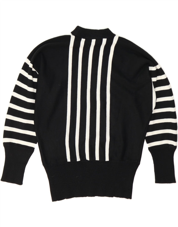 VINTAGE Womens Turtle Neck Jumper Sweater UK 14 Medium Black Striped Vintage Vintage and Second-Hand Vintage from Messina Hembry 