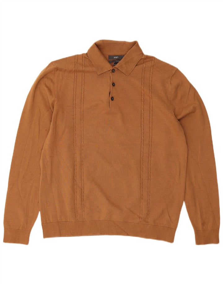 Marks & Spencer Herren-Pullover mit Rollkragen, groß, aus brauner Baumwolle