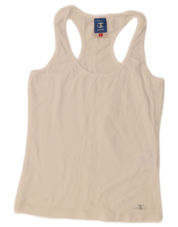 Champion Damen-Weste-Top, UK 14, Größe L, weiße Baumwolle