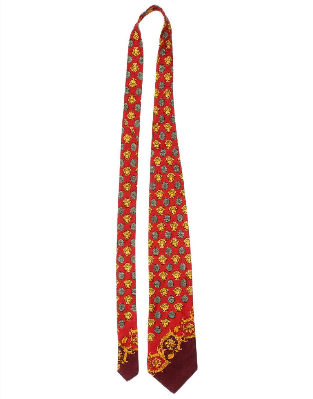 Gianni Versace Herren-Krawatte mit Grafik, Einheitsgröße, rote Seide, Designer
