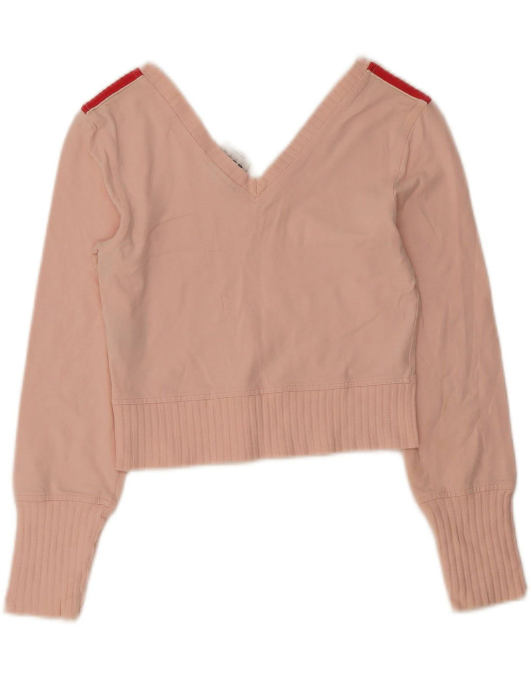 Adidas Damen Crop Top Langarm UK 12 Mittelrosa Baumwolle