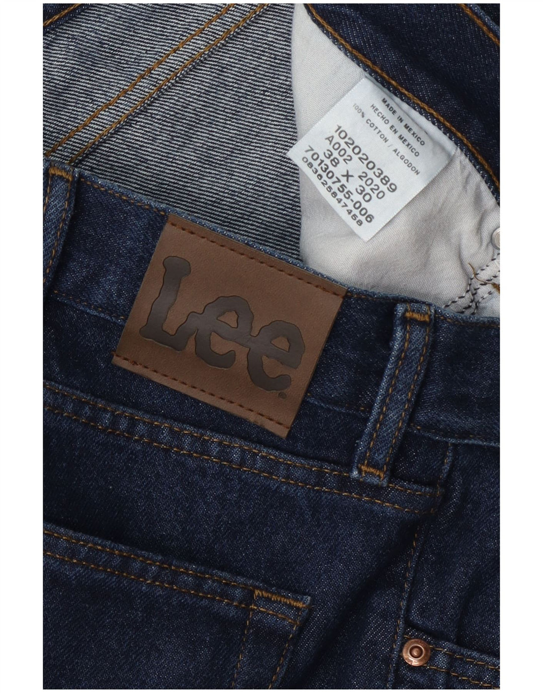 Lee Herren Straight Jeans W38 L30 Marineblaue Baumwolle