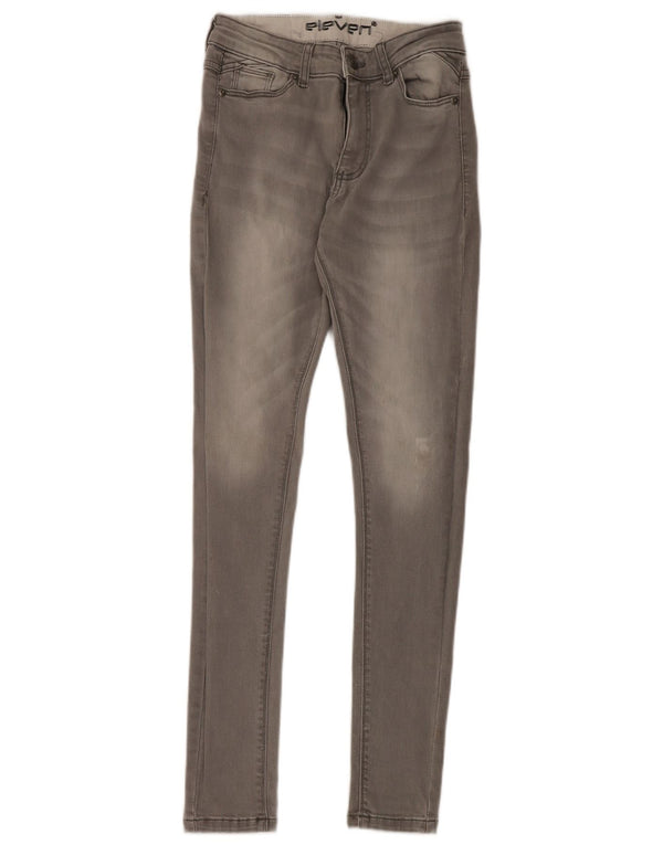 Eleven Degrees Damen Skinny Jeans W28 L30 Graue Baumwolle