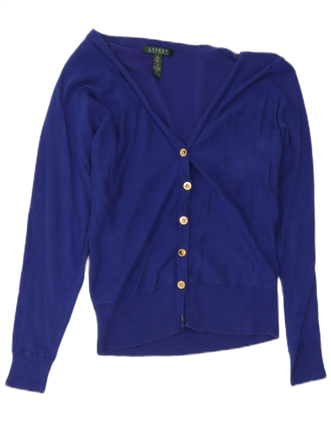 Ralph Lauren Damen-Cardigan-Pullover UK 12 Mittelblaue Seide