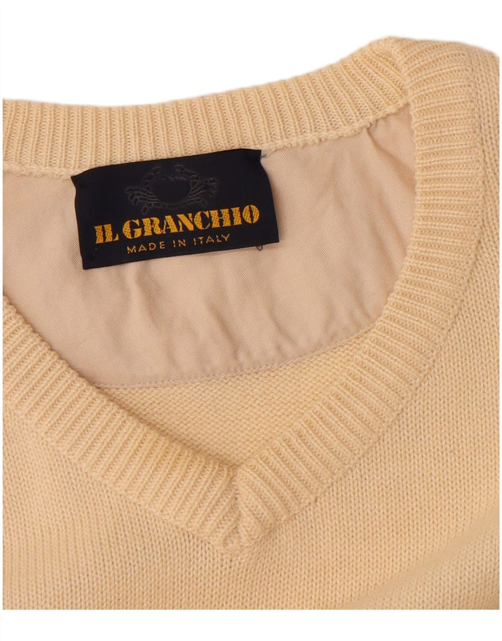 Il Granchio Herren-Pullover mit V-Ausschnitt, groß, beige Argyle/Diamant