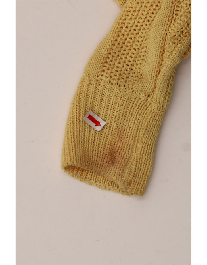 VINTAGE Damen-Pullover mit U-Boot-Ausschnitt, UK 12, mittelgelbes Acryl