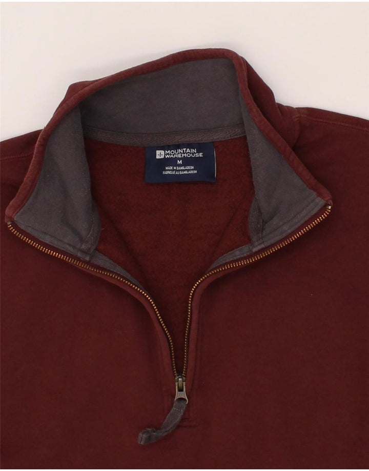 MOUNTAIN WAREHOUSE Mens Zip Neck Sweatshirt Jumper Medium Maroon Cotton Vintage Mountain Warehouse and Second-Hand Mountain Warehouse from Messina Hembry 