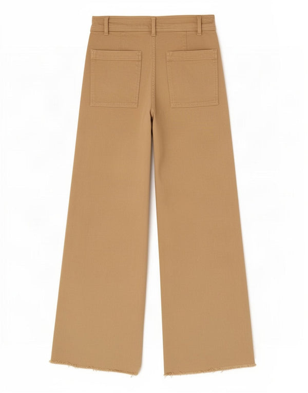 Zara Damen-Jeans mit hoher Taille und weitem Bein, EU 44, XL, B34, L27, beige Baumwolle