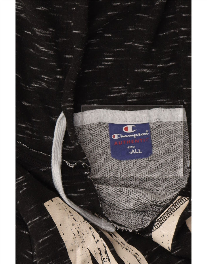 CHAMPION Womens Graphic Hoodie Pullover UK 10 Small Schwarz gefleckt