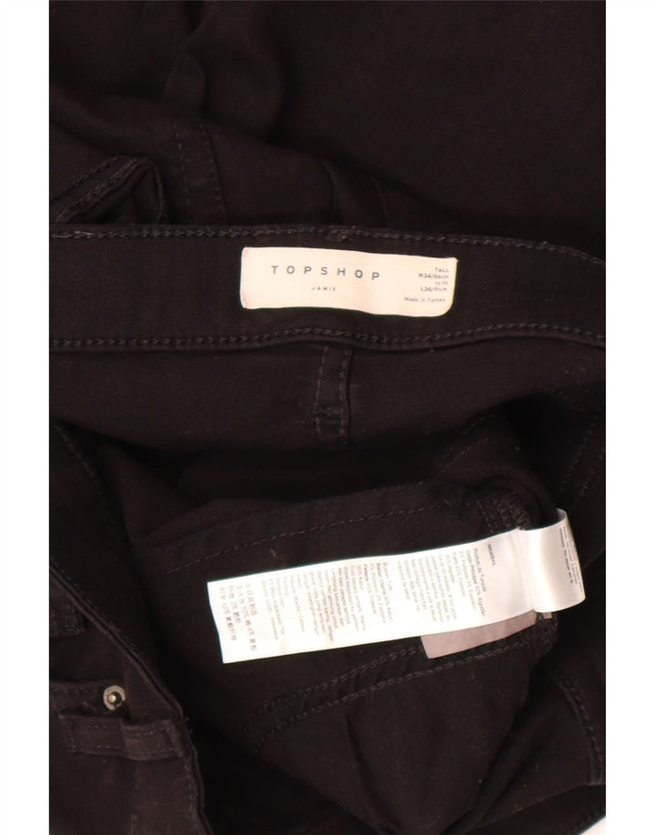 Topshop Damen Jamie Distressed Skinny Jeans W34 L32 Schwarz Polyester