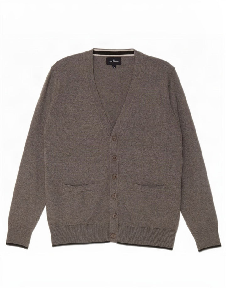 Marks & Spencer Herren Blue Harbor Cardigan Pullover mittelgraue Baumwolle