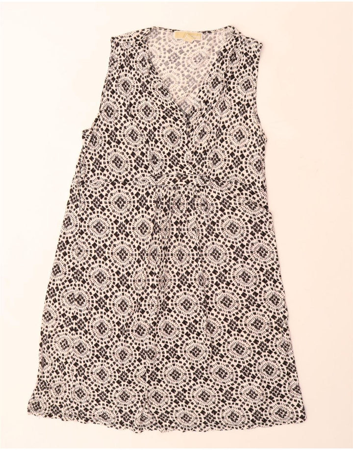 MICHAEL KORS Damen Ärmelloses A-Linien-Kleid UK 18 XL Schwarz geblümter Rayon